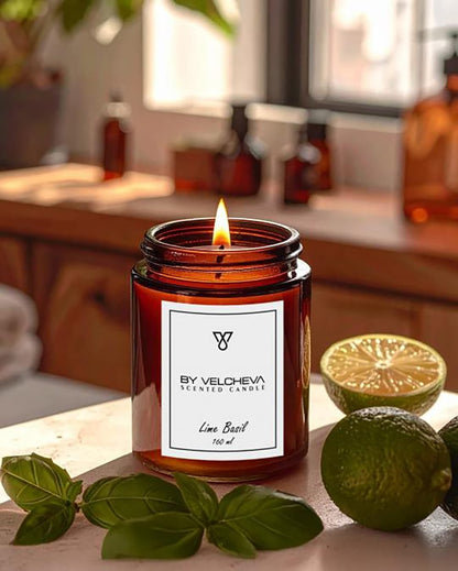 By Velcheva Duftkerze Lime Basil – 160 ml, Limette, Basilikum & Thymian - Anania's Shop